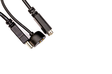 Fototapeta premium A variety of plugs for charging personal devices, Artificial light, isolated object, lots of copy space