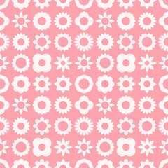 Flower seamless pattern. Vector of  pink retro flower background for fabric and wrapping design.