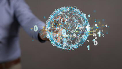 Cloud technology. Polygonal wireframe art looks like constellation