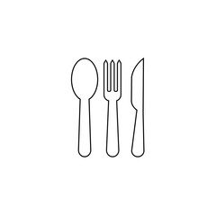 Icon Vector Spoon Knife Fork Outline Only No Fill On White Background. Flat Icon For Web, Apps, Or Design Product EPS10