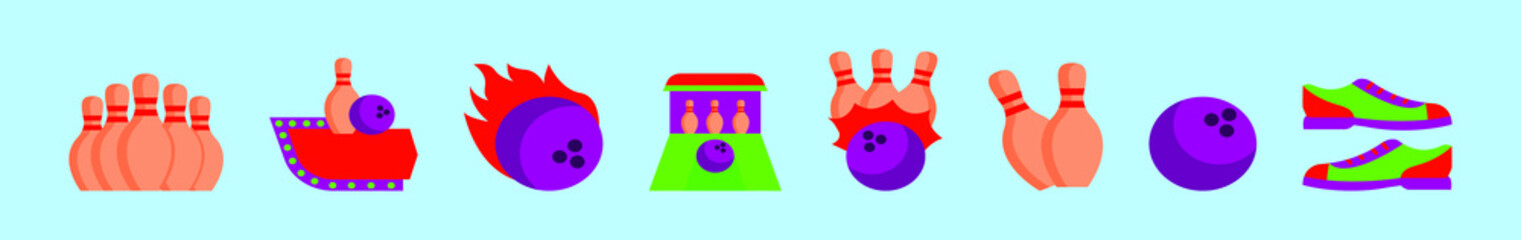 set of bowling ball cartoon icon design template with various models. vector illustration isolated on blue background
