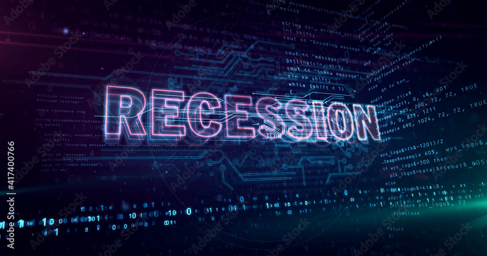 Wall mural recession economy and business crisis abstract 3d illustration