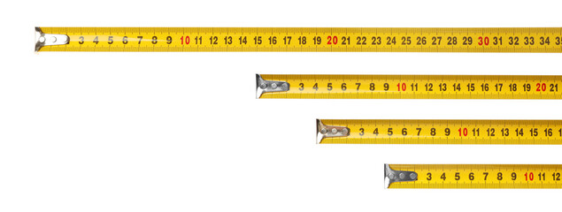 Set with measuring tapes on white background, banner design