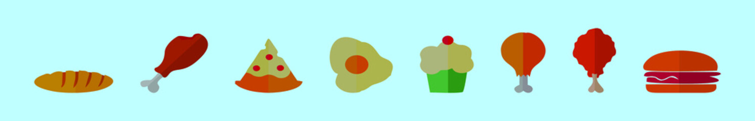 set of american foods cartoon icon design template with various models. vector illustration isolated on blue background