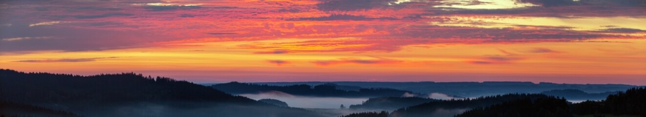 Fototapeta na wymiar Morning panoramic sunset view from zdarske vrchy