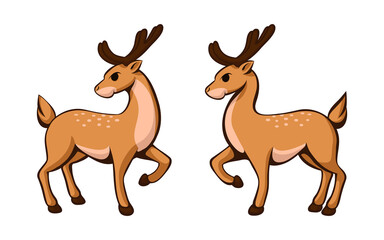 Vector illustration cartoon on a white background of two cute deer.