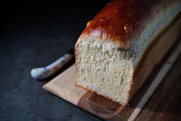 Homemade Brioche bread - Sandwich loaf, selective focus