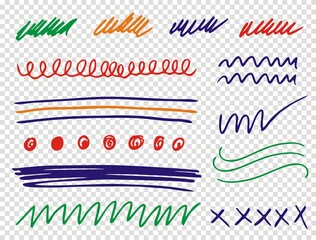 Set of Underline Strokes in Doodle Style Various Shapes