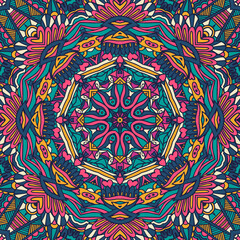 Tribal indian ethnic seamless design. Festive colorful mandala pattern