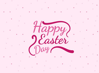 Happy Easter Typographical Background With Rabbit And Flowers