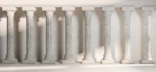 Classic Pillar Column Colonade Classical  Architecture Banner Realistic 3D Rendering © natanaelginting