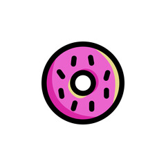 Sweet Milk Doughnut Foods Icon Logo Vector Illustration. Outline Style.
