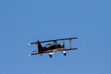Fototapeta na wymiar Homemade radio control toy aircraft flying