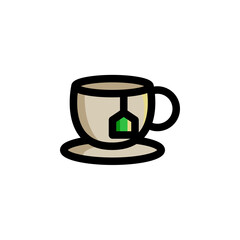 A Cup of Tea Foods Icon Logo Vector Illustration. Outline Style
