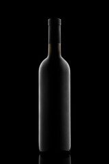 illuminated silhouette of a bottle with wine on a black background