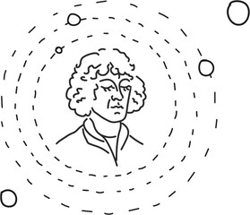 Copernicus and the heliocentric model of the solar system. Model of Solar system - obrazy, fototapety, plakaty