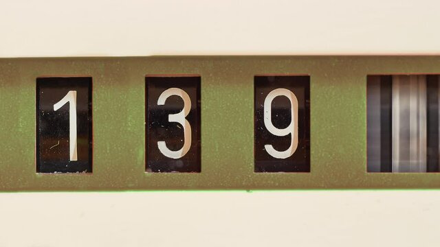Mechanical counter, industrial flow meter for gas or water consumption or vintage odometer for an old truck dashboard
