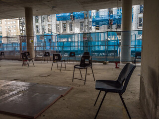 Empty construction site because of Covid-19 - new normal concept
