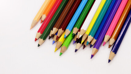 Set of color pencil on white background