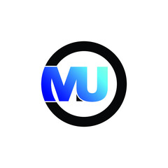 Letter MU circle logo design vector