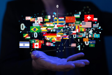 World map with all states and their flags