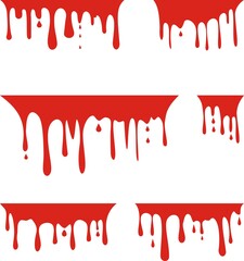 Set of Dripping blood or paint isolated on white. Vector illustration for your design