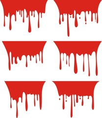 Set of Dripping blood or paint isolated on white. Vector illustration for your design