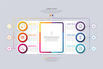 Vector illustration infographics design template, business information, presentation chart, with 6 options or steps. 