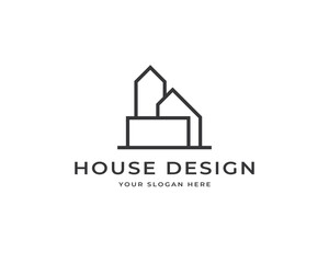 Naklejka premium Property investment house logo vector. Modern building construction logo design