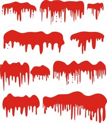 Set of Dripping blood or paint isolated on white. Vector illustration for your design