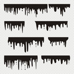 Set of Dripping blood or paint isolated on transparent background. Vector illustration for your design