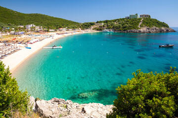 amazing Jale beach with crystal clear water in Albania - 417411358