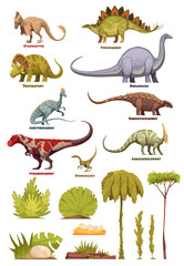 Dinosaurs And Flora Landscape Elements