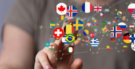 World map with all states and their flags