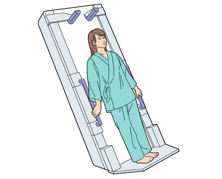 recommend clip art: 人物イラスト 胃部X線 バリウム検査 女 シンプル