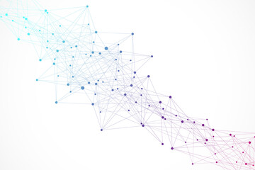 Fototapeta premium Futuristic Artificial Intelligence and Machine Learning Concept. Human Big Data Visualization. Wave Flow Communication, Scientific illustration.