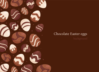 Chocolate Easter eggs background. Easter sweets. Vector illustration