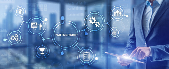 Partnership of companies. Collaboration. Business Technology Internet concept