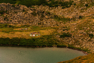 Alpine lake of the Carpathians Brebeneskul, the highest lake in Ukraine.