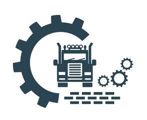 Vector illustration of the logo, truck icon. © Pablozz