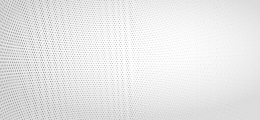 Vector abstract monochrome dotted background with dimensional perspective, technology and science theme, big data flow, geometric 3D design.
