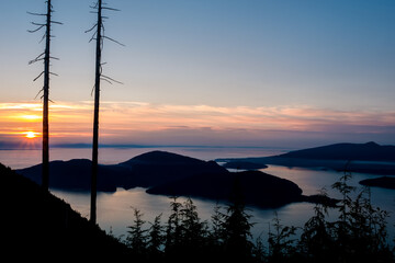 Bowen Island from Bowen Lookout at sunset or dusk - Vancouver, British Columbia Canada