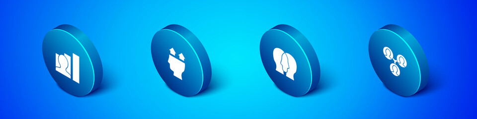 Set Isometric Productive human, Project team base, and User of icon. Vector.