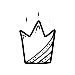 Hand drawn crown isolated on a white background. Doodle, simple outline illustration. It can be used for decoration of textile, paper.