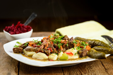 potato dumplings with goulash