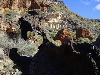 Eroded rock formations in the South of Tenerife island. Canary Islands. Spain. 