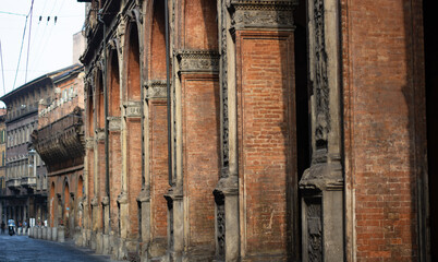 the beautiful historic center of Bologna in Italy