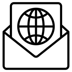 Editable outline design vector of global mail