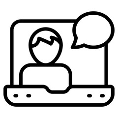 Avatar inside laptop, live call icon