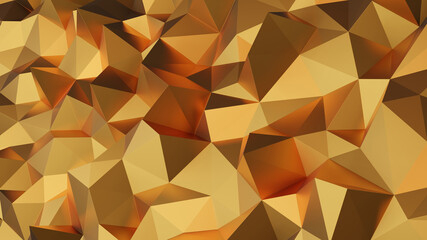 3d rendering golden abstract low poly background